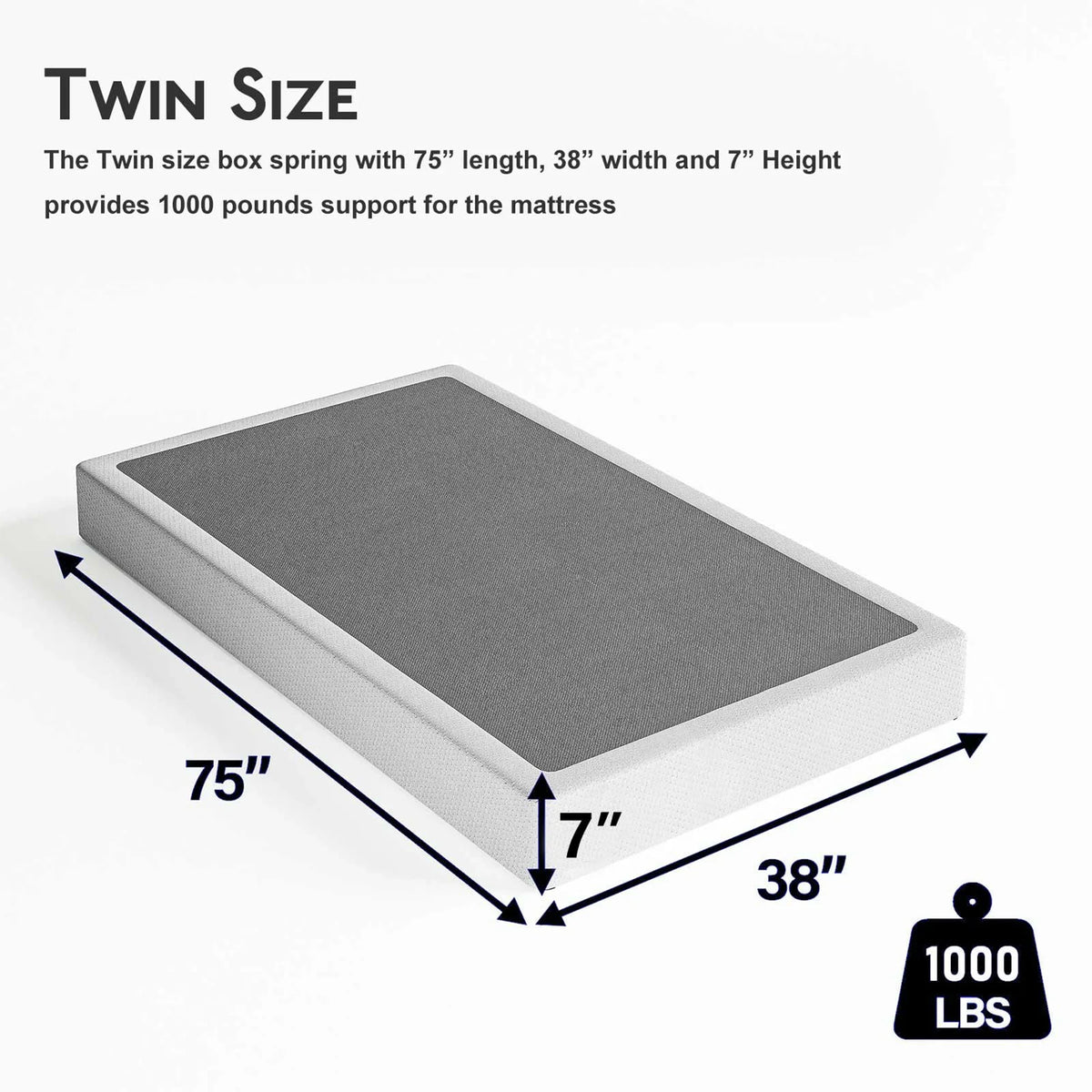 ULIESC 7 Inch Full Size Box Spring, Full Box Spring Only, Metal Box Spring Full with Fabric Cover, Sturdy Mattress Foundation, Noise Free, Non-Slip - image 10