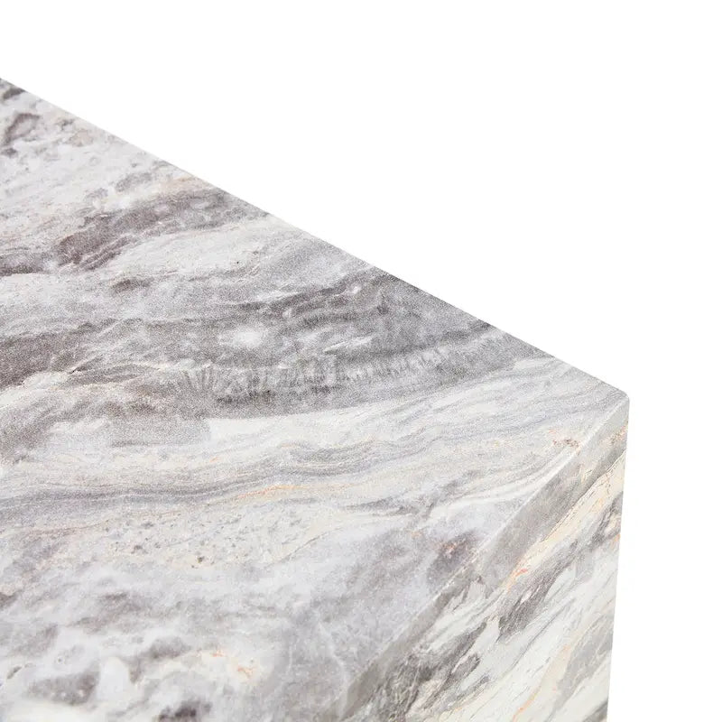 Contemporary Rectangular Coffee Table with Sturdy Base and Imitation Marble Finish for Living Room - image 30