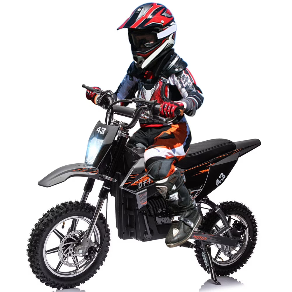 Electric Dirt Bike for Kids,36V Ride on Motorcycle,Up to 15.5MPH,350W Brushless Motor,LED Headlight,Leather Seat,Front and Back Brakes,Electric Motorcycle for Kids Age 8-16,Max Load 175lbs - image 1
