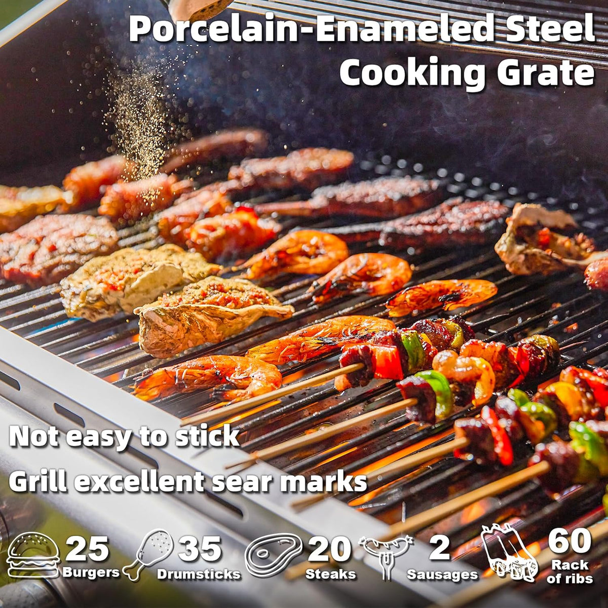 Upgraded 4 Burner BBQ Propane Gas Grill with Cast Iron Grates & Side Stove, 44,000 BTU Stainless Steel Burner Barbecue Grill 