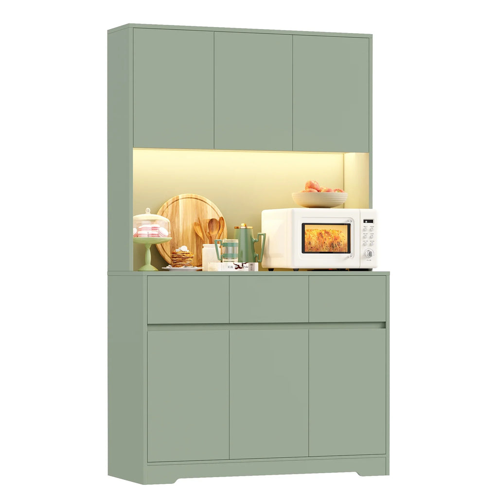 Homfa 70.9'' Tall Kitchen Pantry Cabinet with Charge Station & Led Light, 3 Drawer Storage Cabinet with Adjustable Shelves, White - image 32