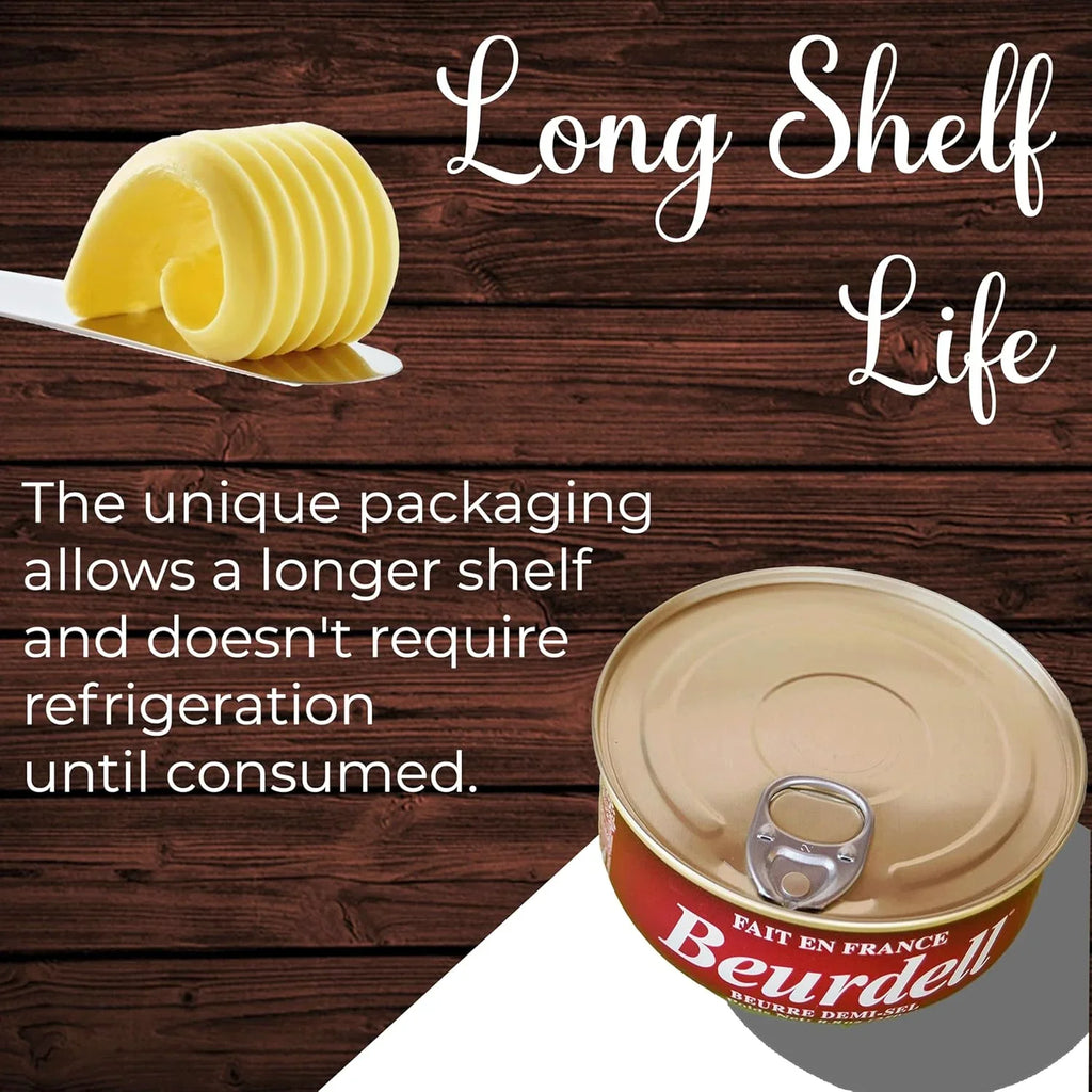 Beurdell Canned French Butter – 100% Natural Salted Pasteurized Real Butter | Long Shelf Life Emergency Survival Food | Great