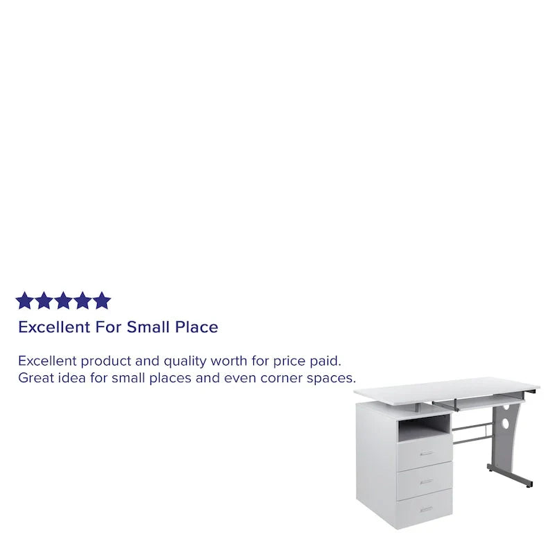 3-Drawer Pedestal Computer Desk with Keyboard Tray - image 29