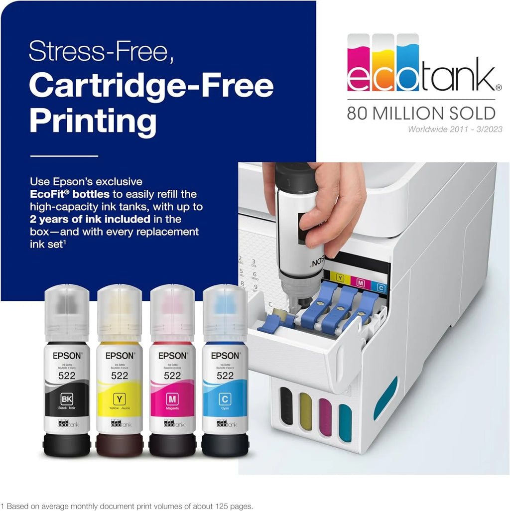 Epson EcoTank ET-4800 Wireless All-in-One Inkjet Printer, White – Cartridge-Free, Scanner, Copier, Fax, ADF, Ethernet, Home Office - image 3