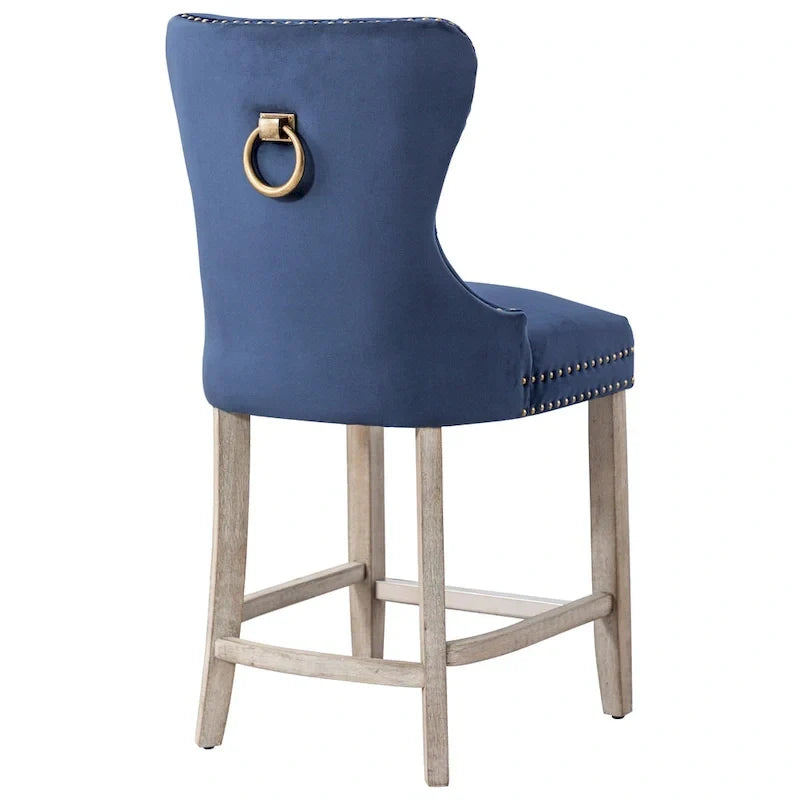 Carter 24-Inch Wingback Tufted Counter Stool with Antique Grey Legs and Nailhead Trim - image 14