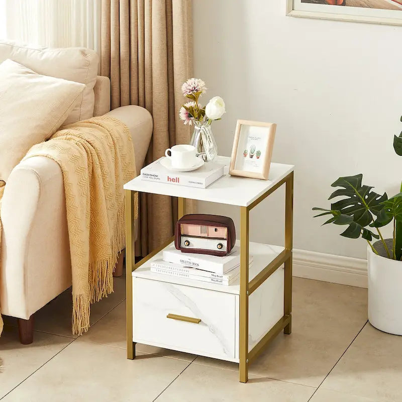 Javlergo Set of 2 Modern Square 1-Drawer Nightstands - Stylish End Tables for Bedroom and Living Room - image 5