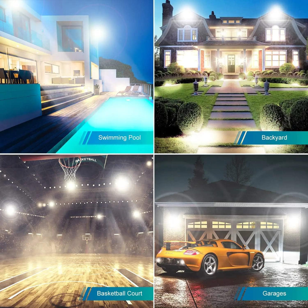 3 Pack 200W LED Flood Light,Super Bright Exterior Security Lights With Plug,IP66 Waterproof Outdoor Flood Light, 22800lm 5000