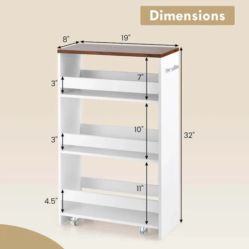Costway 4-Tier Slim Rolling Kitchen Cart with Wheels - 8 Storage Compartments - image 21