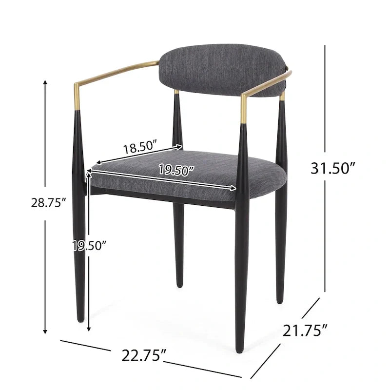 Biscay Set of 2 Fabric Upholstered Iron Dining Chairs by GDFStudio - image 5