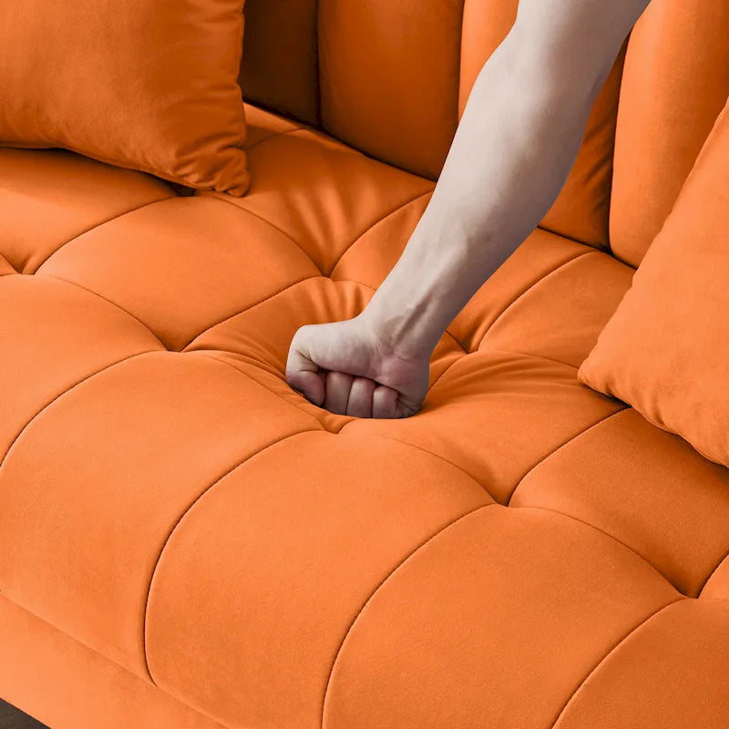 Contemporary Velvet Tufted Loveseat for Small Living Spaces - Beige Upholstered Sofa - image 23