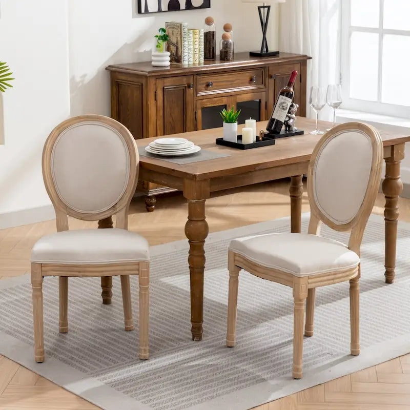 Set of 2 French Oval Back Dining Chairs - Elegant Retro Design with Solid Wood Frame - image 29