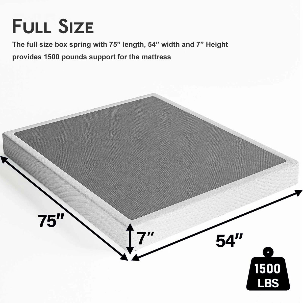 ULIESC 7 Inch Full Size Box Spring, Full Box Spring Only, Metal Box Spring Full with Fabric Cover, Sturdy Mattress Foundation, Noise Free, Non-Slip - image 5