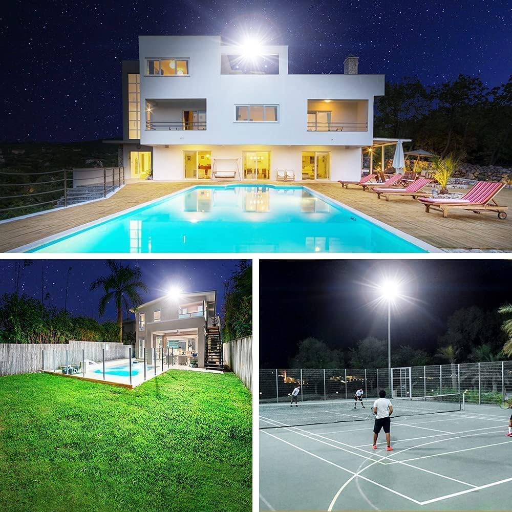 3 Pack 200W LED Flood Light,Super Bright Exterior Security Lights With Plug,IP66 Waterproof Outdoor Flood Light, 22800lm 5000