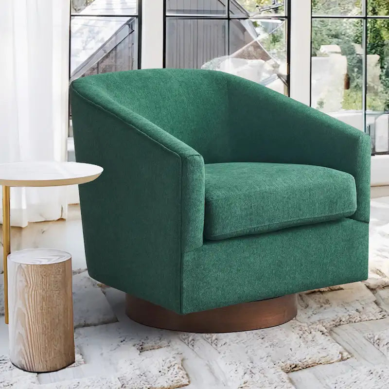 LUE BONA Contemporary Upholstered Wooden Barrel Swivel Accent Chair for Living Room - image 6