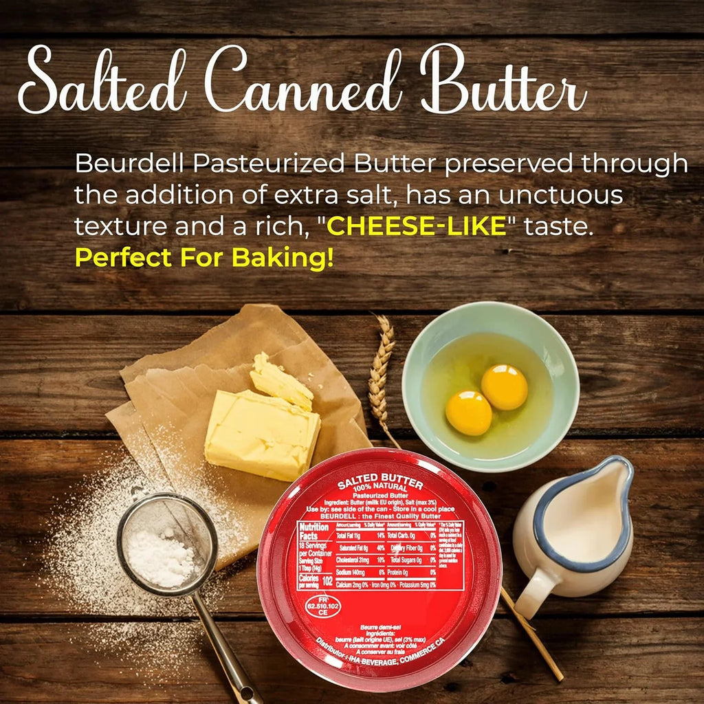 Beurdell Canned French Butter – 100% Natural Salted Pasteurized Real Butter | Long Shelf Life Emergency Survival Food | Great