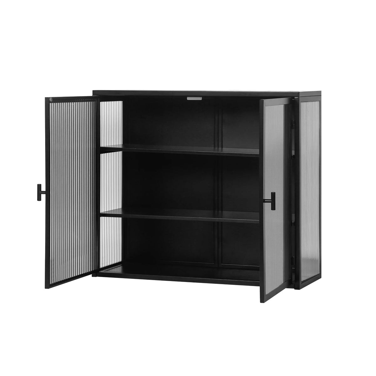 27.56"Modern Wall Cabinet with Glass Doors, Bathroom Cabinet with Featuring Three-tier Storage for Entryway Living Room, Bathroom or Dining Room - image 19