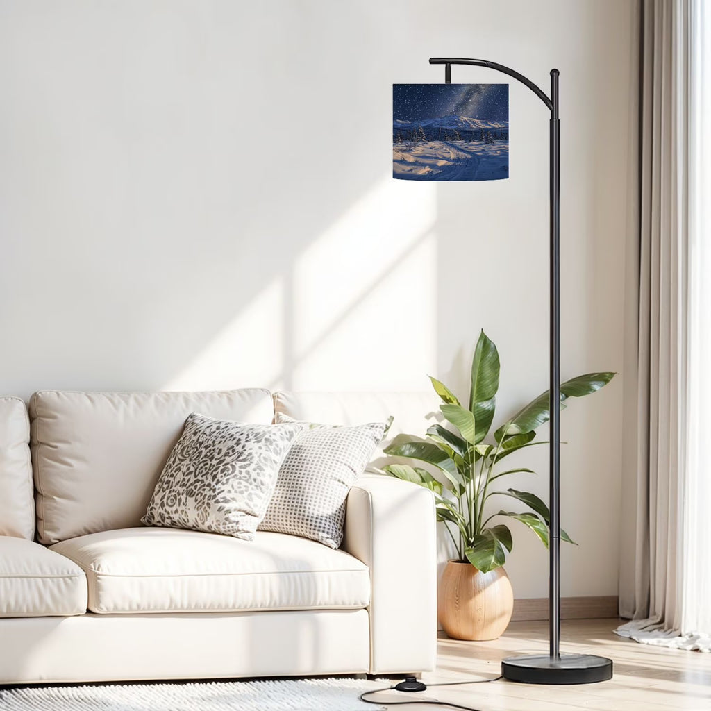 Arc Floor Lamp, 3 Color Temperatures Modern Floor Lamps Fall Autumn Maple Tree Forest Adjustable Tall Standing Reading Lamp with Linen Texture Shade - image 10