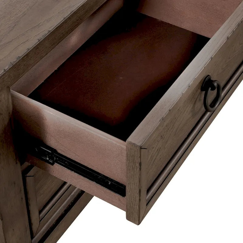Americana Farmhouse Dusty Taupe Nightstand with 2 Drawers and Charging Station - image 5
