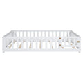 Kids' Full-Size Wooden Floor Bed with Fence and Door - image 4
