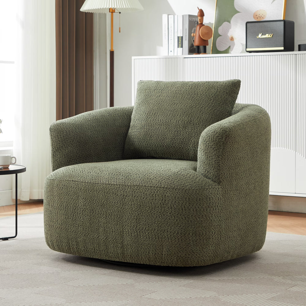 Harper & Bright Designs 360- Swivel Accent Chair, Barrel Chair Swivel Upholstered Sofa Chair with Cushion for Living Room Office, Beige - image 5