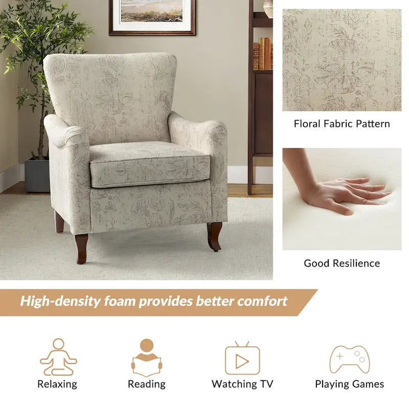 Set of 2 Samouel Contemporary Floral Wingback Armchairs by HULALA HOME - image 36