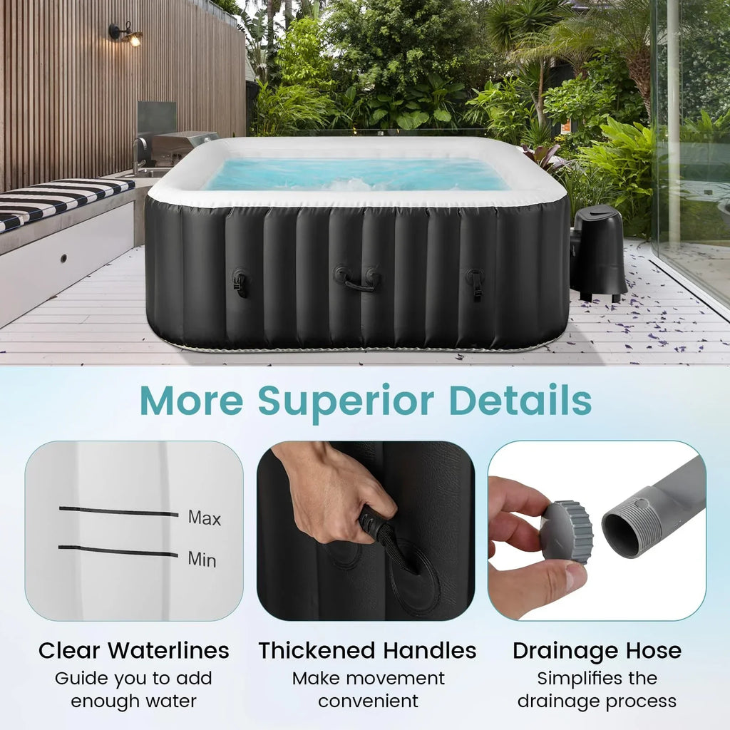 Inflatable Hot Tub, Blowup Pool Hottub, Portable Outdoor Water SPA