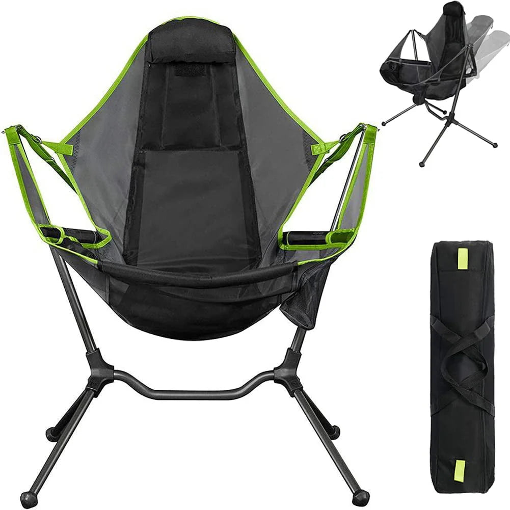 VEANERWOOD Hammock Camping Chair Folding Rocking Chair with Pocket Steel Heavy Duty Portable Camping Chair with High Back Out