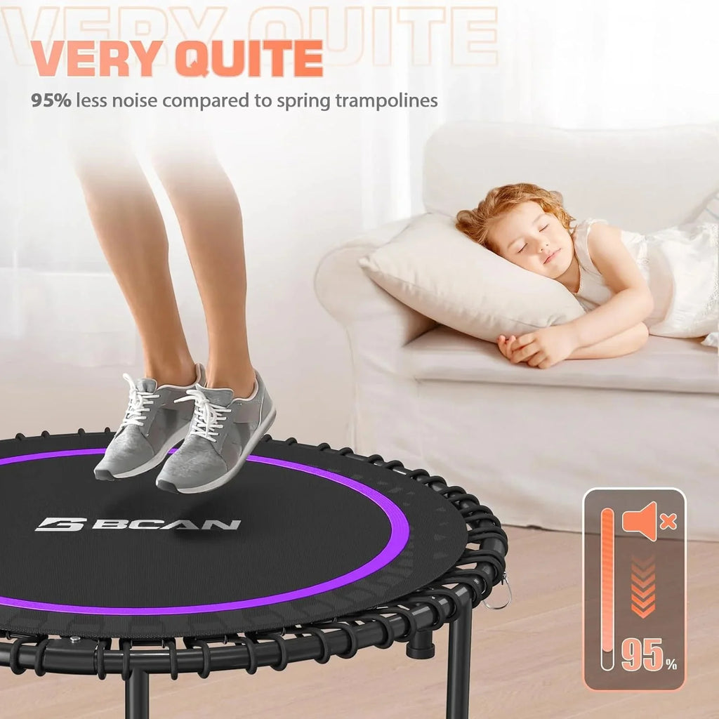 BCAN 450/550 LBS Foldable Mini Trampoline, 40"/48" Fitness Trampoline with Bungees, U Shape Adjustable Foam Handle, Stable & Quiet Exercise Rebounder for Adults Indoor/Outdoor Workout - image 73