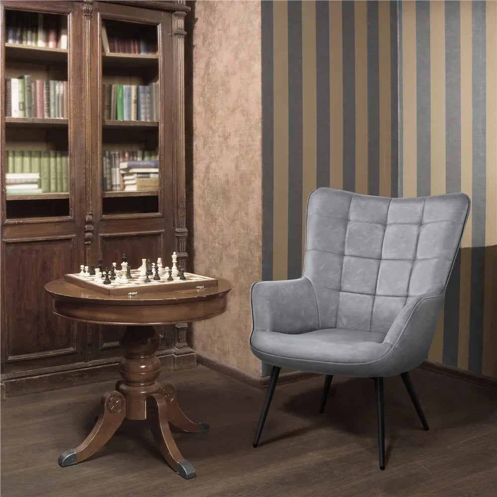 Alden Design Mid-Century Modern Faux Leather Wingback Accent Chair, Brown - image 18