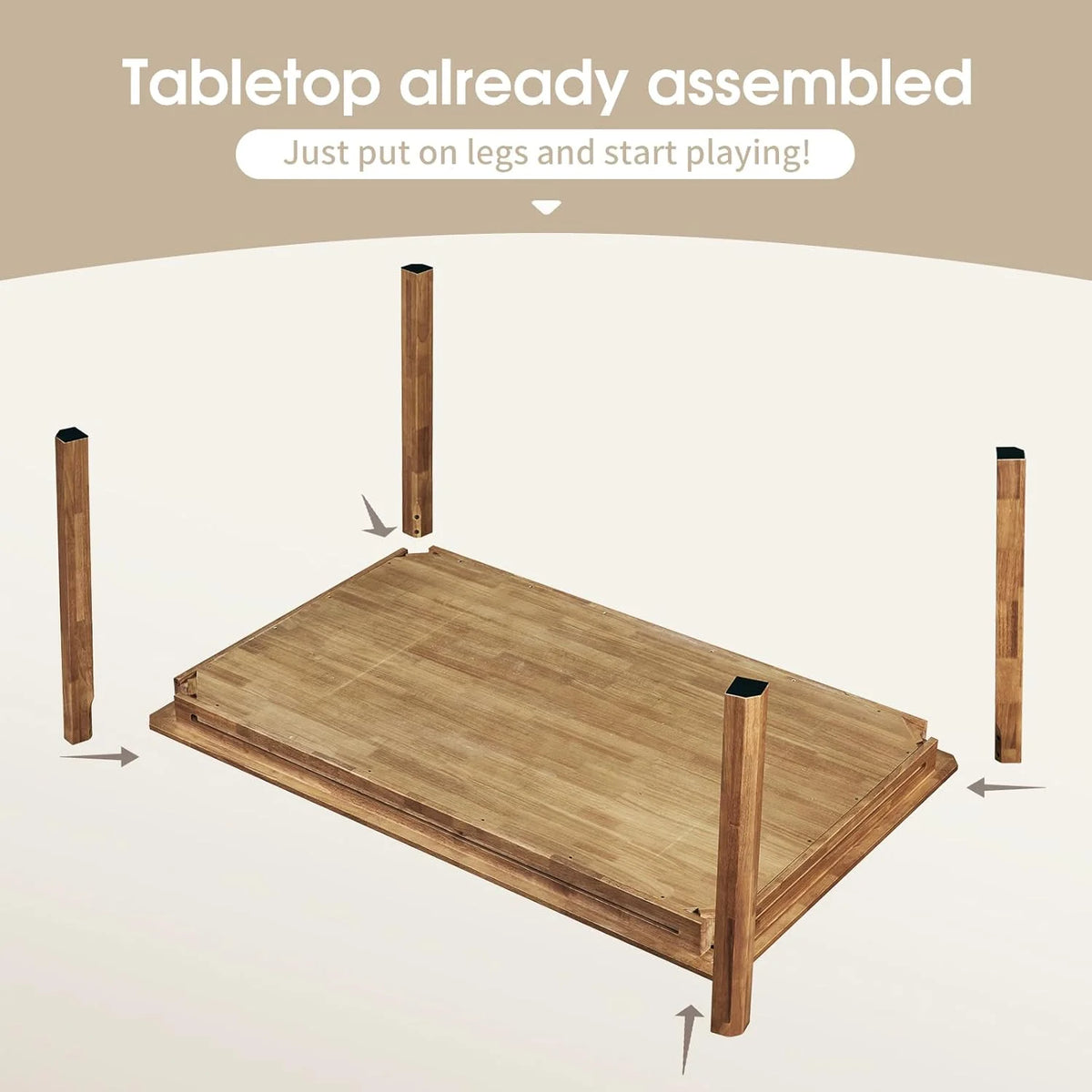 Board Game Table with Removable Top, Seats 4–6, 57"x33" Play Area - image 5
