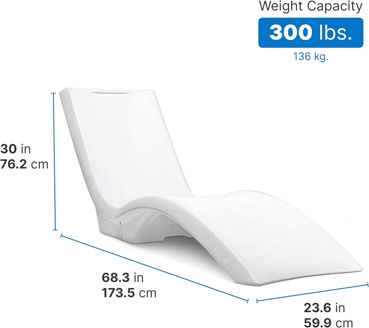 Pool Lounger, Fade-Resistant, Waterproof Patio Furniture, Pool Lounge Chair for Sun Shelf, Use in Pools with Shelves Up to 9-Inches Deep or Outside Pool Deck, Weighted, White - image 5