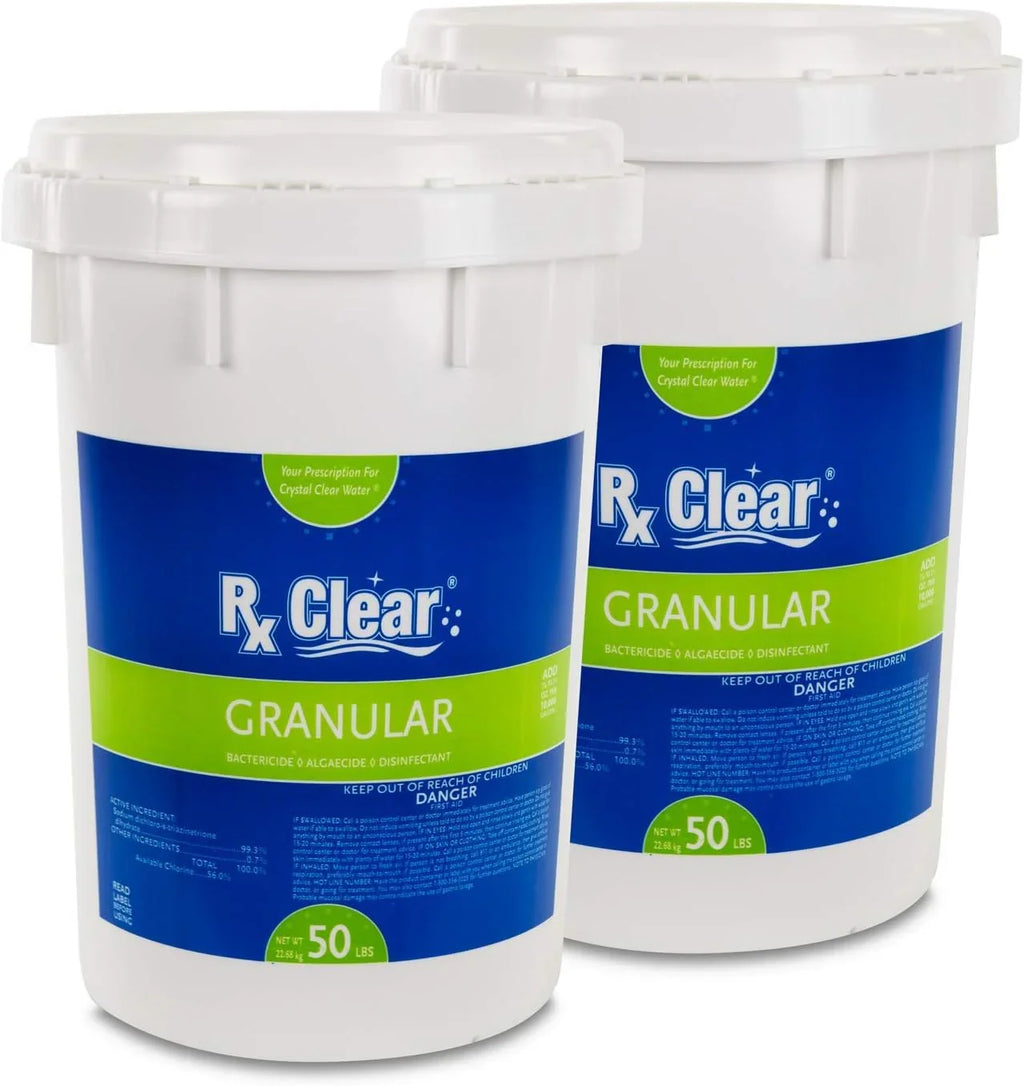 Clear Stabilized Granular Chlorine | One 50-Pound Bucket | Use As Bactericide, Algaecide, and Disinfectant in Swimming Pools 