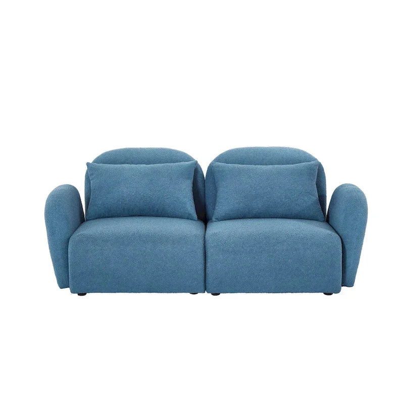 White Teddy Fabric Lazy Loveseat for Living Room - image 20
