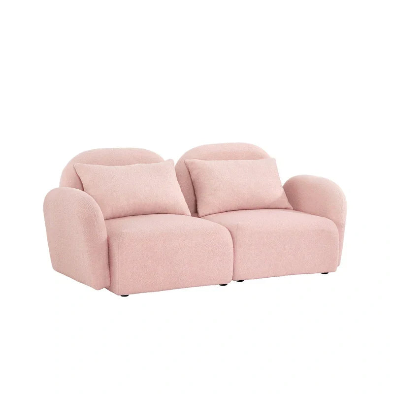 White Teddy Fabric Lazy Loveseat for Living Room - image 15