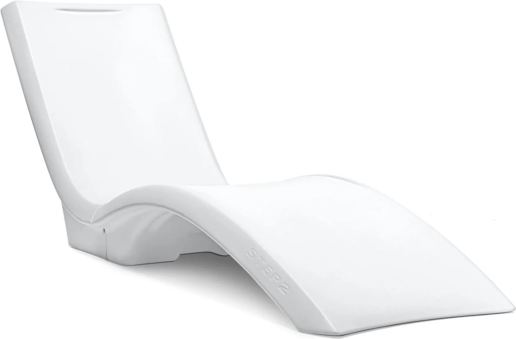 Pool Lounger, Fade-Resistant, Waterproof Patio Furniture, Pool Lounge Chair for Sun Shelf, Use in Pools with Shelves Up to 9-Inches Deep or Outside Pool Deck, Weighted, White - image 1