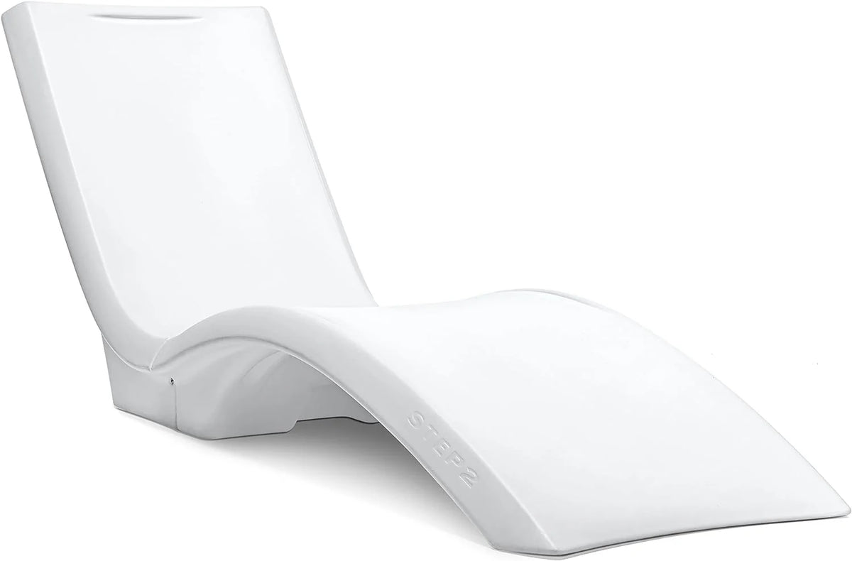 Pool Lounger, Fade-Resistant, Waterproof Patio Furniture, Pool Lounge Chair for Sun Shelf, Use in Pools with Shelves Up to 9-Inches Deep or Outside Pool Deck, Weighted, White - image 1