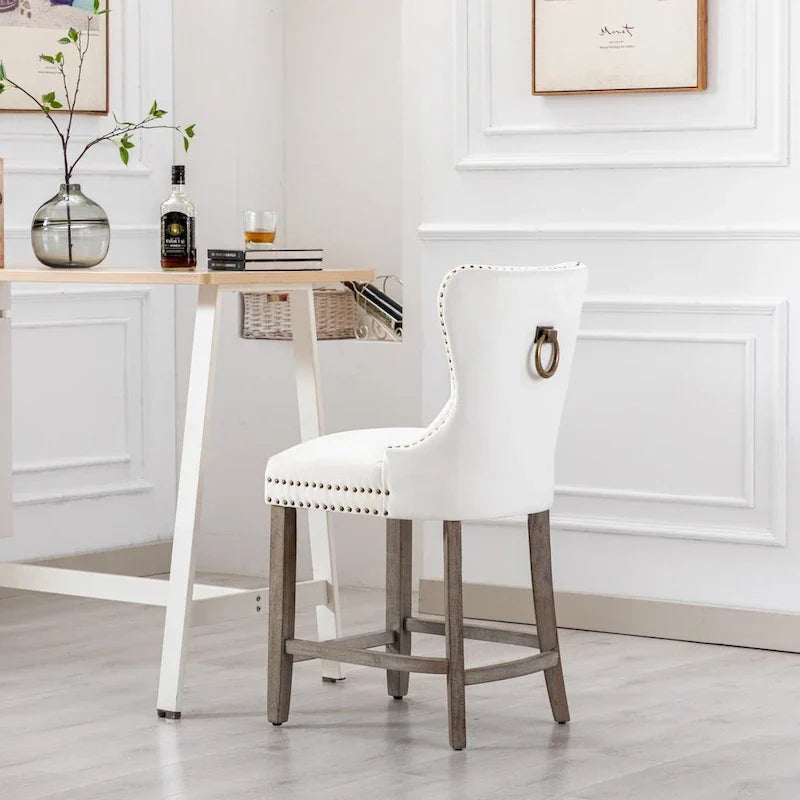 Carter 24-Inch Wingback Tufted Counter Stool with Antique Grey Legs and Nailhead Trim - image 34