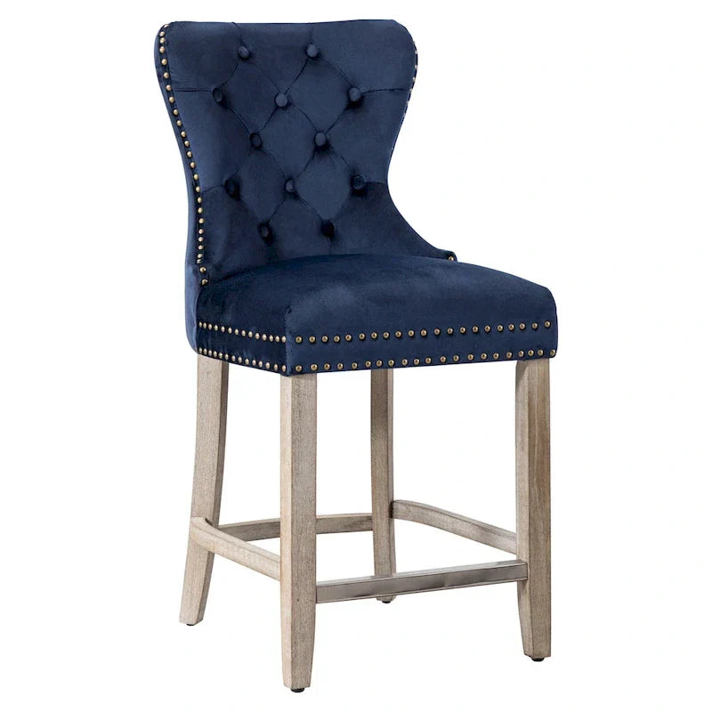 Carter 24-Inch Wingback Tufted Counter Stool with Antique Grey Legs and Nailhead Trim - image 12