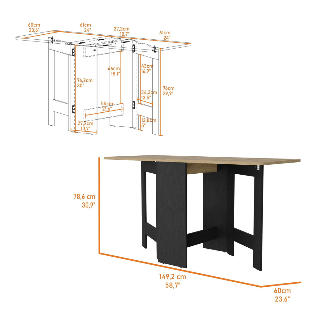 DUOSONG Kailua Folding Dining Table, Space-Saving, Foldable In 3 Forms Multicolor Engineered Wood Furniture Primary Living Space Cabinets - image 8