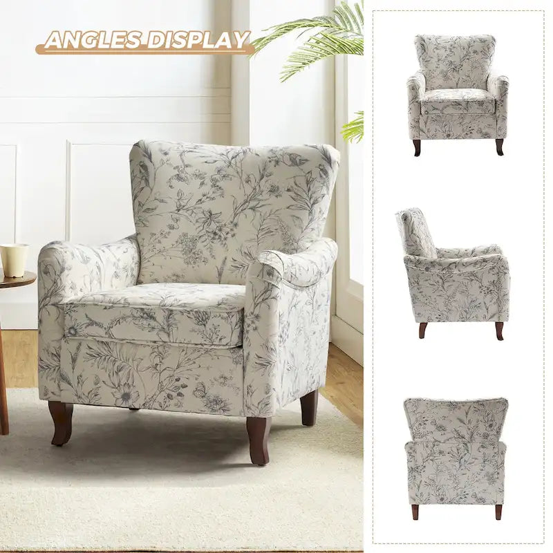 Set of 2 Samouel Contemporary Floral Wingback Armchairs by HULALA HOME - image 21