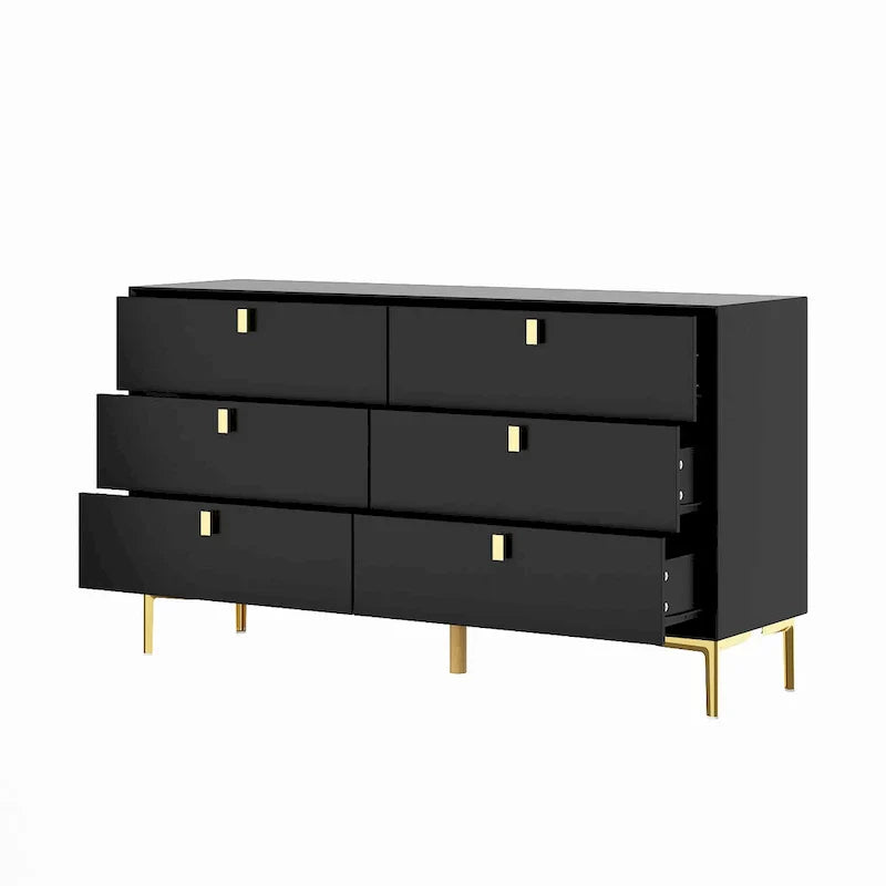 Mid-Century 6-Drawer Storage Dresser Chest Sideboard - image 10