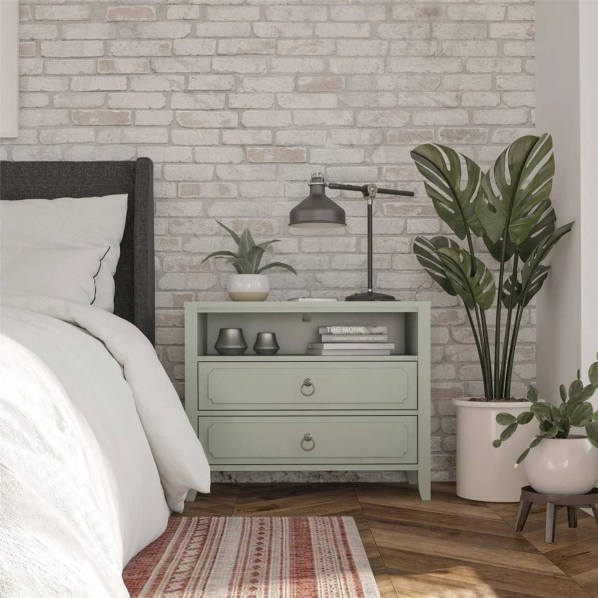 Drawer Nightstand, Green