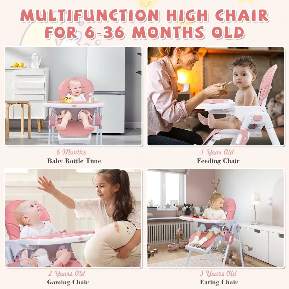 SEJOY Portable Folding Highchair for Babies & Toddlers with Adjustable Height