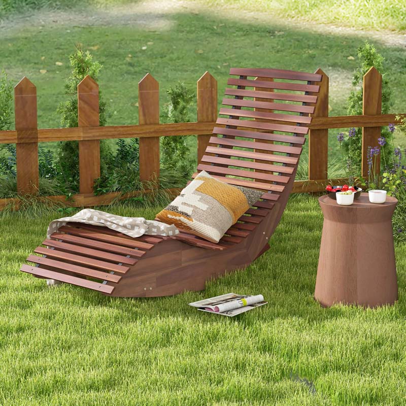 Acacia Wood Outdoor Patio Rocking Chair With Widened Slatted Seat Amp High Back Porch Rocker Sun Lounger For Backyard Garden 