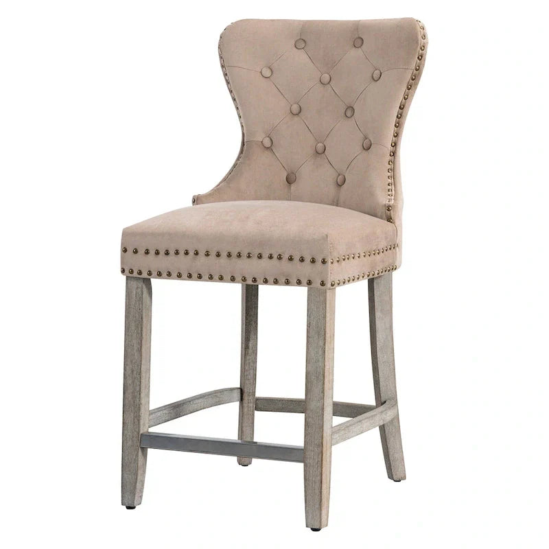 Carter 24-Inch Wingback Tufted Counter Stool with Antique Grey Legs and Nailhead Trim - image 28