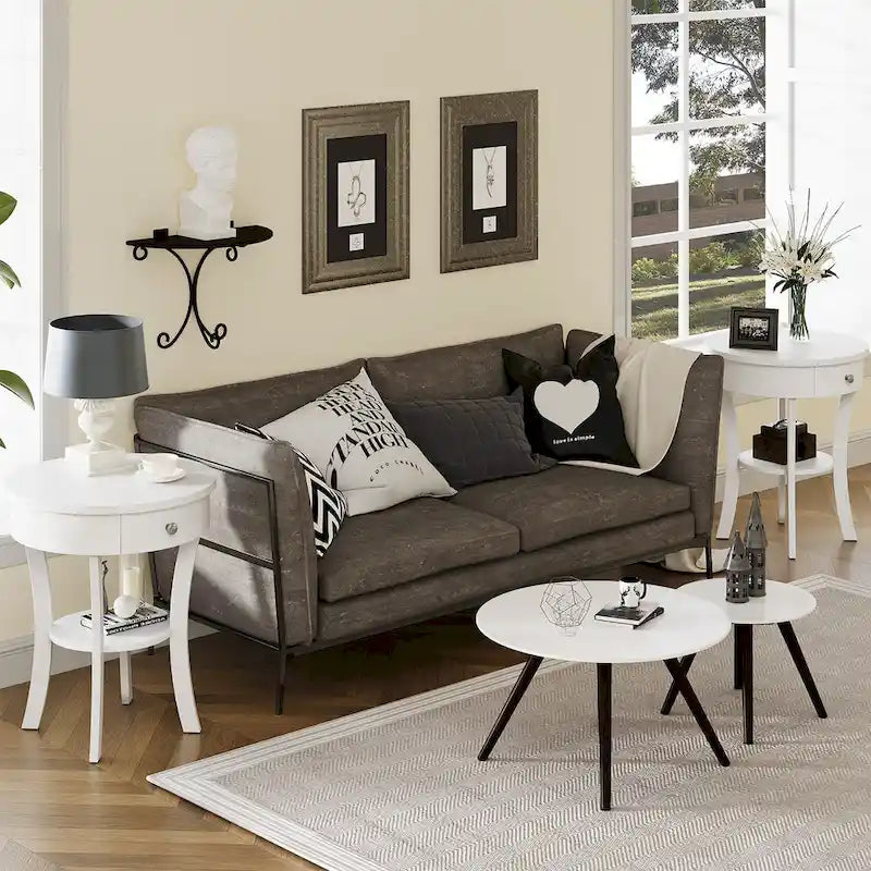 Costway Round 2-Tier Side Table - Versatile Nightstand for Bedroom and Living Room - image 15