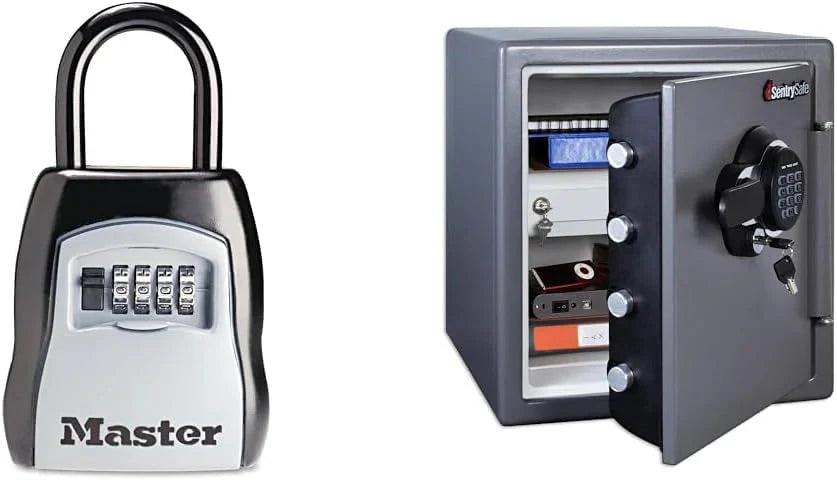 Key Lock Box, Outdoor Lock Box Bundle with SentrySafe Fireproof and Waterproof Safe, 1.23 Cubic Feet - image 1