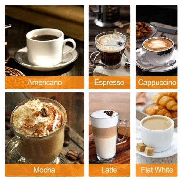 Steam Espresso Machine, Latte and Cappuccino Maker with Milk Frother, 20 Bar Italian Pump, Automatic Setting of Coffee Volume