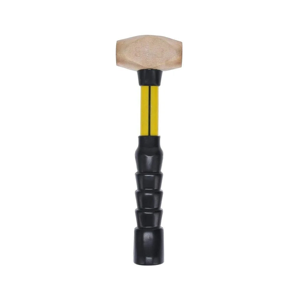 Nupla 4 lb. Non-Sparking Brass Hammer with 12 inch Fiberglass Handle and SG Grip - Perfect for Mechanics, Contractors, and Trade Professionals, Yellow - image 2