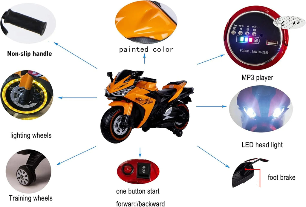 2 Seats Electric Dirt Bike Motorcycle for Kid 3 - 8, 12V Kids Motorcycle with Manual Throttle, Lighting Wheels, Music Function, Max Load 99 lb (Blue) - image 22